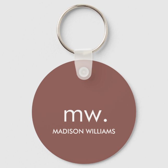Monogram Pastel Elegant Stylish Modern Minimalist  Key Ring (Front)
