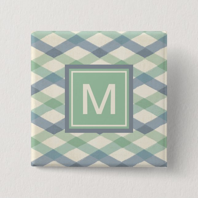 Monogram | Pastel Geometric Pattern 15 Cm Square Badge (Front)