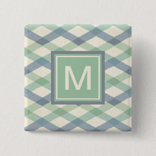 Monogram   Pastel Geometric Pattern 15 Cm Square Badge
