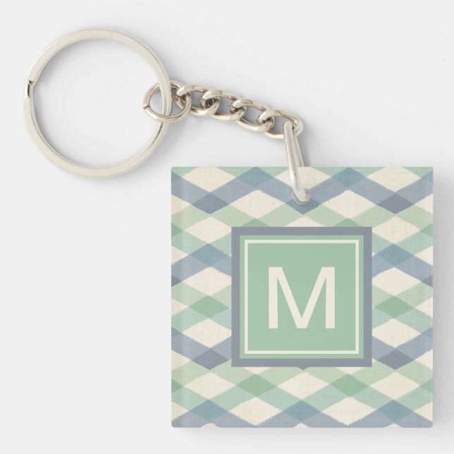 Monogram | Pastel Geometric Pattern Key Ring (Front)