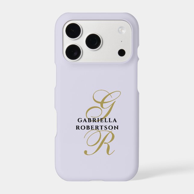 Monogram Pastel Lavender Gold Black Minimalist  (Back)