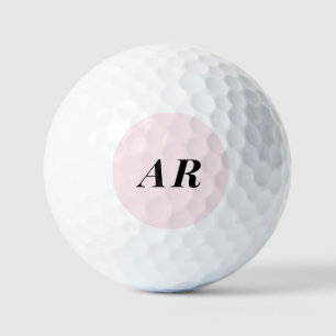 Monogram Pastel Pink Black Initials Minimalist Golf Balls