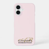 Monogram Pastel Pink Gold Black Minimalist Stylish