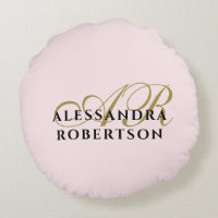 Monogram Pastel Pink Gold Black Stylish Minimalist