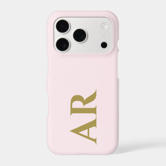 Monogram Pastel Pink Gold Initials Minimalist Chic