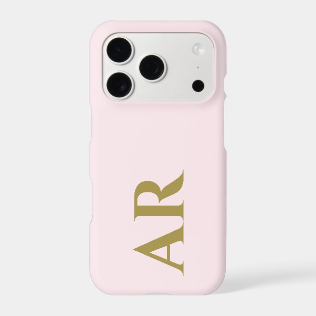 Monogram Pastel Pink Gold Initials Minimalist Chic (Back)