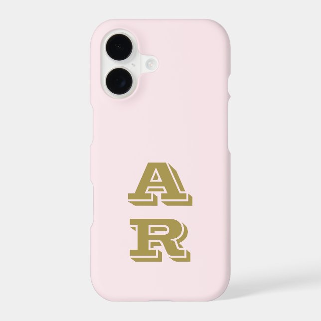Monogram Pastel Pink Gold Initials Minimalist Chic (Back)