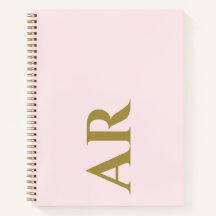 Monogram Pastel Pink Gold Initials Minimalist Chic