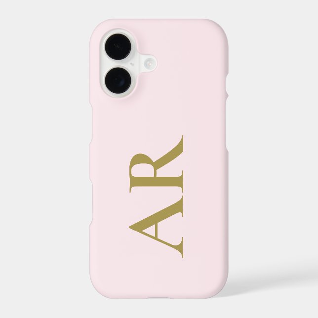 Monogram Pastel Pink Minimal Gold Initials Stylish (Back)