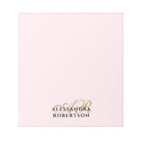Monogram Pastel Pink Minimalist Elegant Gold Black