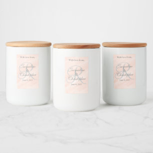 Monogram Pastel Pink Peach Watercolor Thank You Food Label