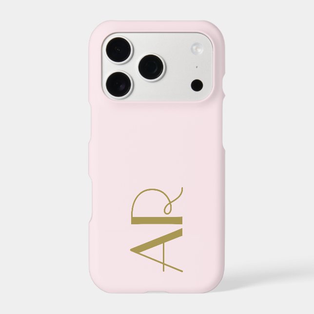 Monogram Pastel Pink Retro Gold Initials Minimal (Back)