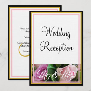 Monogram Pastel Pink Roses Mr. and Mrs. Invitation