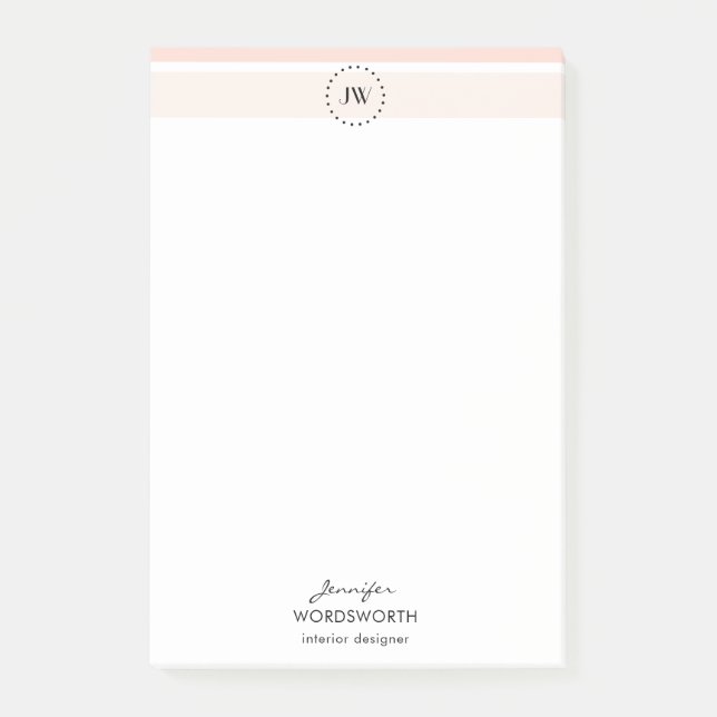 Monogram Pastel Professional Post-it® Notes (Front)