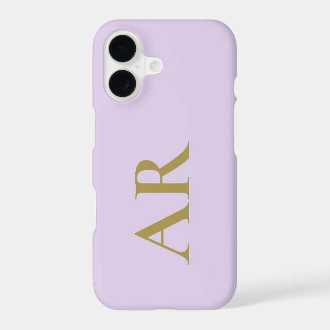 Monogram Pastel Purple Lavender Gold Initials  (Back)