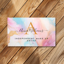 Monogram Pastel Rainbow and Gold Modern Marble