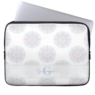 Monogram Pastel Rainbow Sundae Polka Dot Mandala Laptop Sleeve