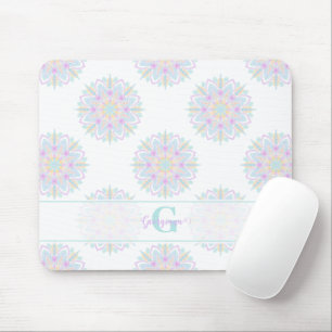 Monogram Pastel Rainbow Sundae Polka Dot Mandala Mouse Mat