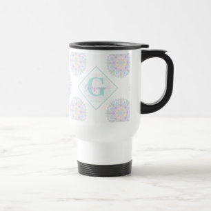 Monogram Pastel Rainbow Sundae Polka Dot Mandala Travel Mug