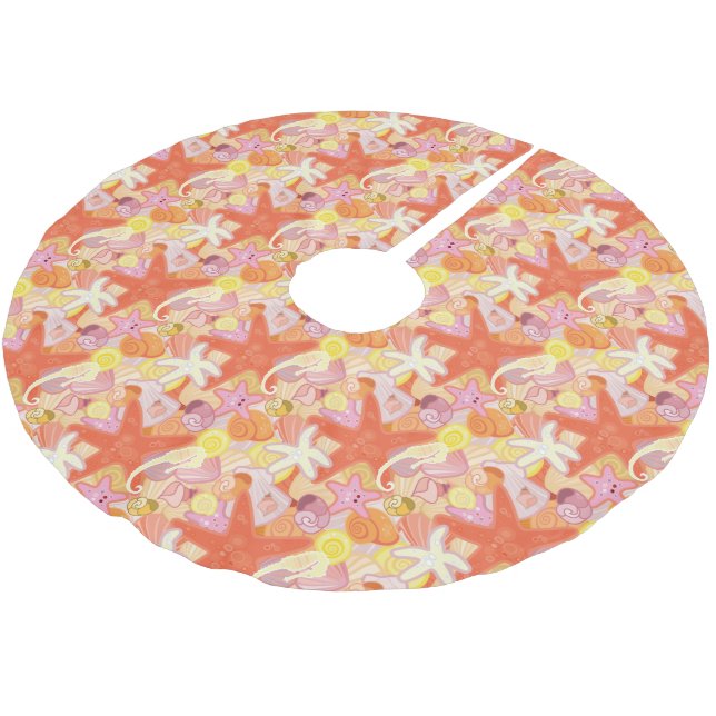 Monogram Pastel Sea Creatures Brushed Polyester Tree Skirt (Angled)