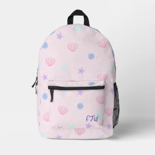 Monogram Pastel Seashells and Pearls in Pink Printed Backpack