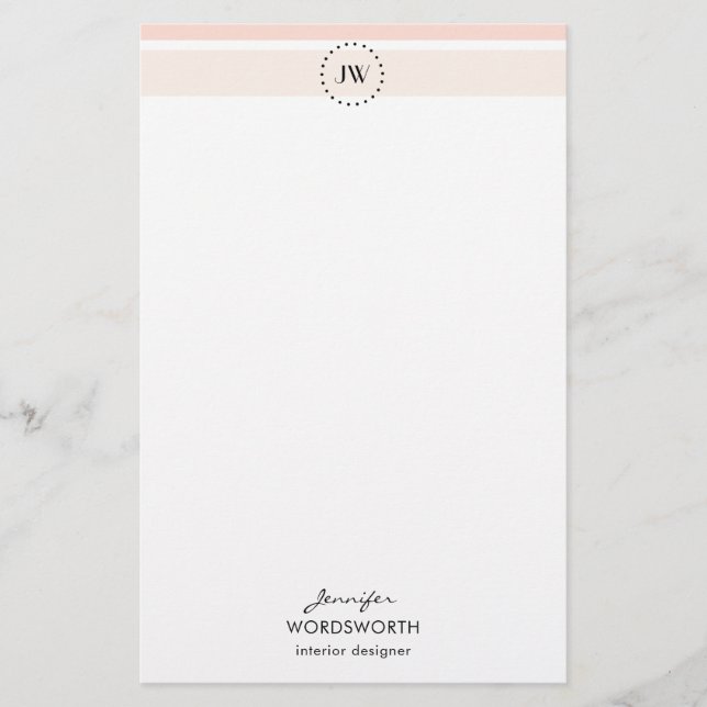 Monogram Pastel Stripes Professional Stationery (Front)