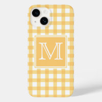Monogram | Pastel Yellow Gingham Plaid Tartan Cute