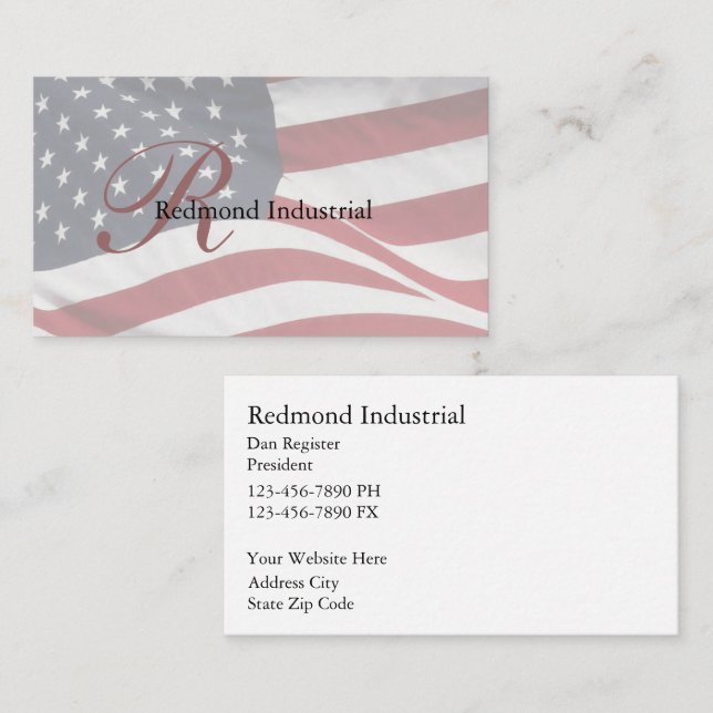 Monogram Patriotic Business Cards (Front/Back)