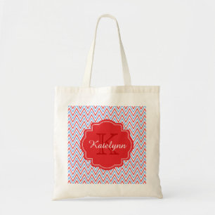 Monogram Patriotic Chevron Zigzag Custom Tote Bag