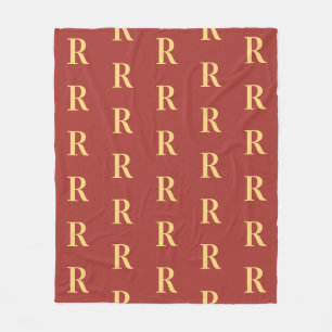 Monogram Pattern Brown Gold Fleece Blanket