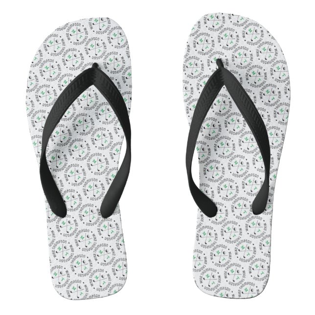 Monogram Pattern Golfer's Personalised name Flip Flops (Footbed)