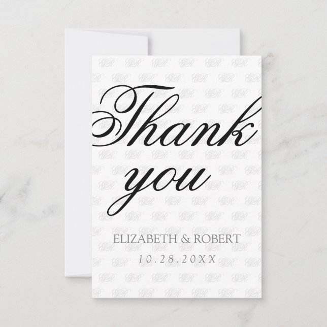 Monogram Pattern Minimalist  Thank You Card (Front)