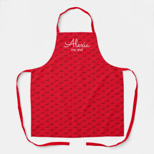 Monogram Pattern Red Apron