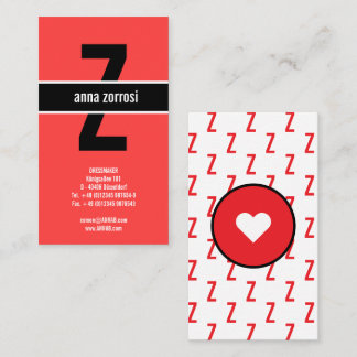Monogram Pattern red black white classy sturdy Business Card