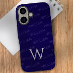 Monogram pattern simple typography iPhone 16 case<br><div class="desc">Introducing this sleek and stylish iPhone 16 case, featuring a modern monogram pattern designed with simplicity and elegance in mind. The case showcases a personalised name pattern using a clean, contemporary font, making it the perfect accessory for those who value both individuality and minimalism. The standout feature is the simple...</div>