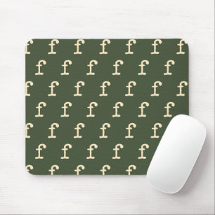 Monogram Pattern Typewriter Typography in Green Mouse Mat
