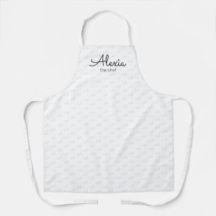 monogram pattern white apron