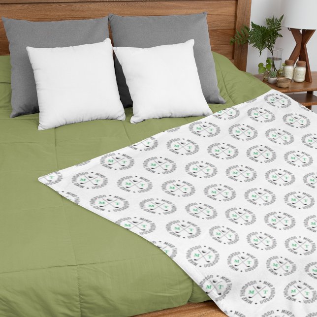 Monogram Pattern White Golfer's Fleece Blanket (Creator Uploaded)