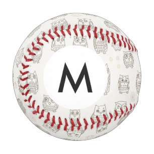 Monogram Pattern with owls Baseball