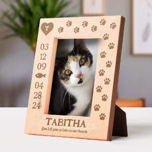 Monogram Paw Prints On Our Hearts Cat Memorial Etched Frames