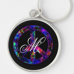 Monogram Peace Sign Premium Key Chain