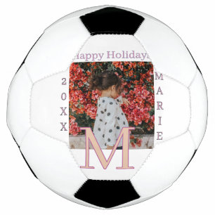 MONOGRAM PEACH GRAY NAME PHOTO YEAR CHRISTMAS HOLI FOOTBALL