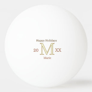 MONOGRAM PEACH GRAY NAME YEAR GOLDEN HOLIDAYS 20XX PING PONG BALL