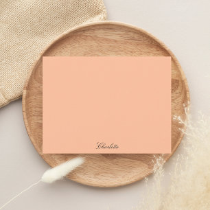 Monogram Peach Minimalist Modern Script Custom Card