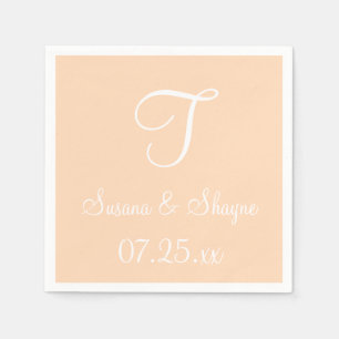 Monogram Peach Puff Simple Colour Coordinating Nap Napkin