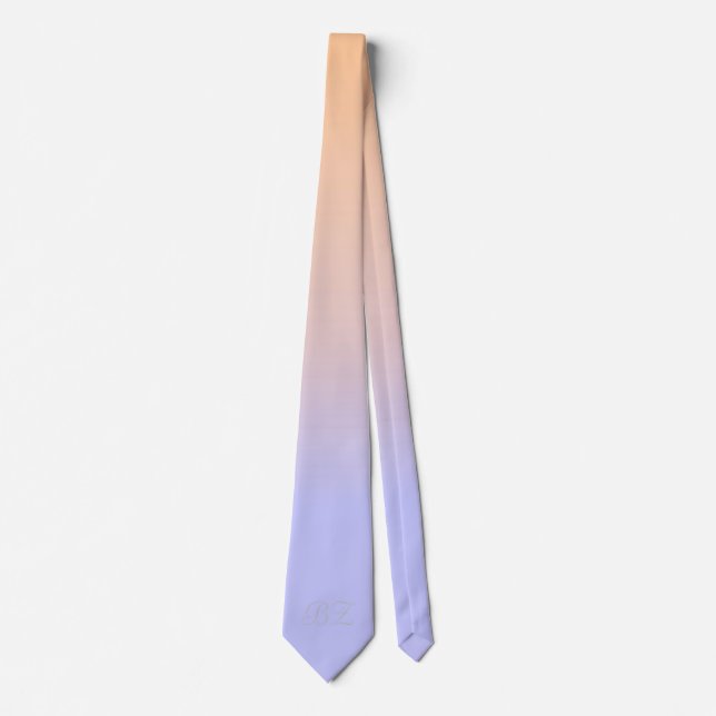 Monogram Peach Purple Ombre Faded Tie (Front)
