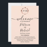 Monogram Peach Rose Gold Foil Wedding Program Invitation<br><div class="desc">A simple chic foliage rose gold foil monogram peach rose wedding program. Easy to personalise with your details. Modern boho wedding program editable, wreaths photo wedding invitation, customisable, calligraphy handwritten font, simple, elegant. CUSTOMIZATION: If you need design customisation, please contact me through chat; if you need information about your order,...</div>