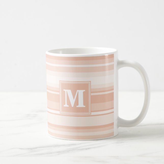 Monogram peach stripes coffee mug (Right)