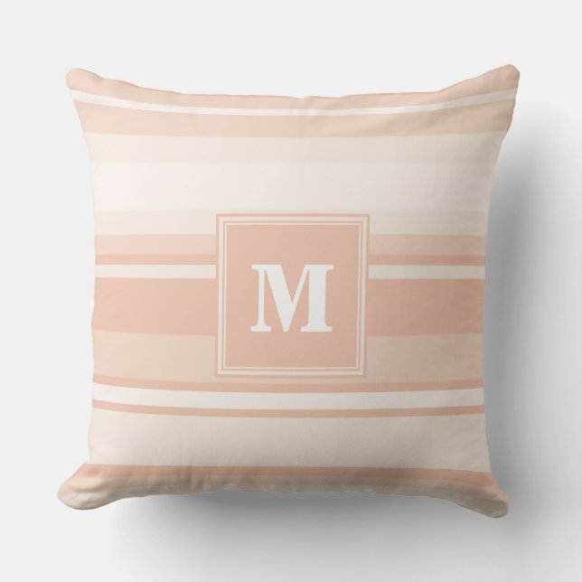 Monogram peach stripes cushion (Front)