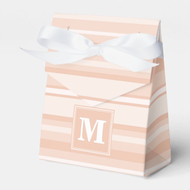 Monogram peach stripes favour box (Front Side)
